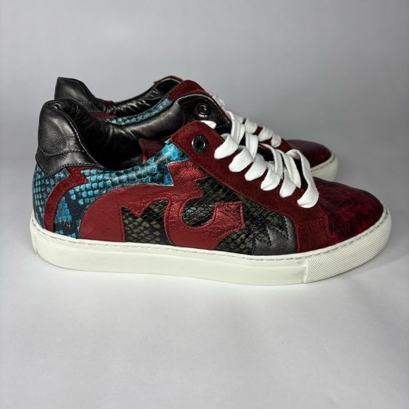Zadig and Voltaire Sneakers 9.5 10 Leather Low Top Trainers Metallic Party Nash - Picture 1 of 9